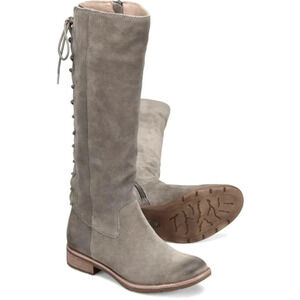 Sofft Sharnell II‎ Pietra Grey Knee High Riding Boots 6M Lace Up Boho Festival